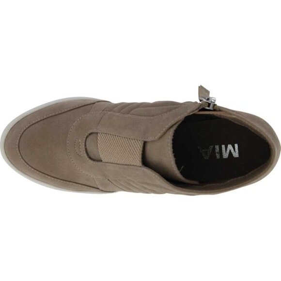 NWOT - Women's Mia Kaleb Wedge Heel Bootie Stone Vegan Suede - Size 9.5M - Picture 14 of 16